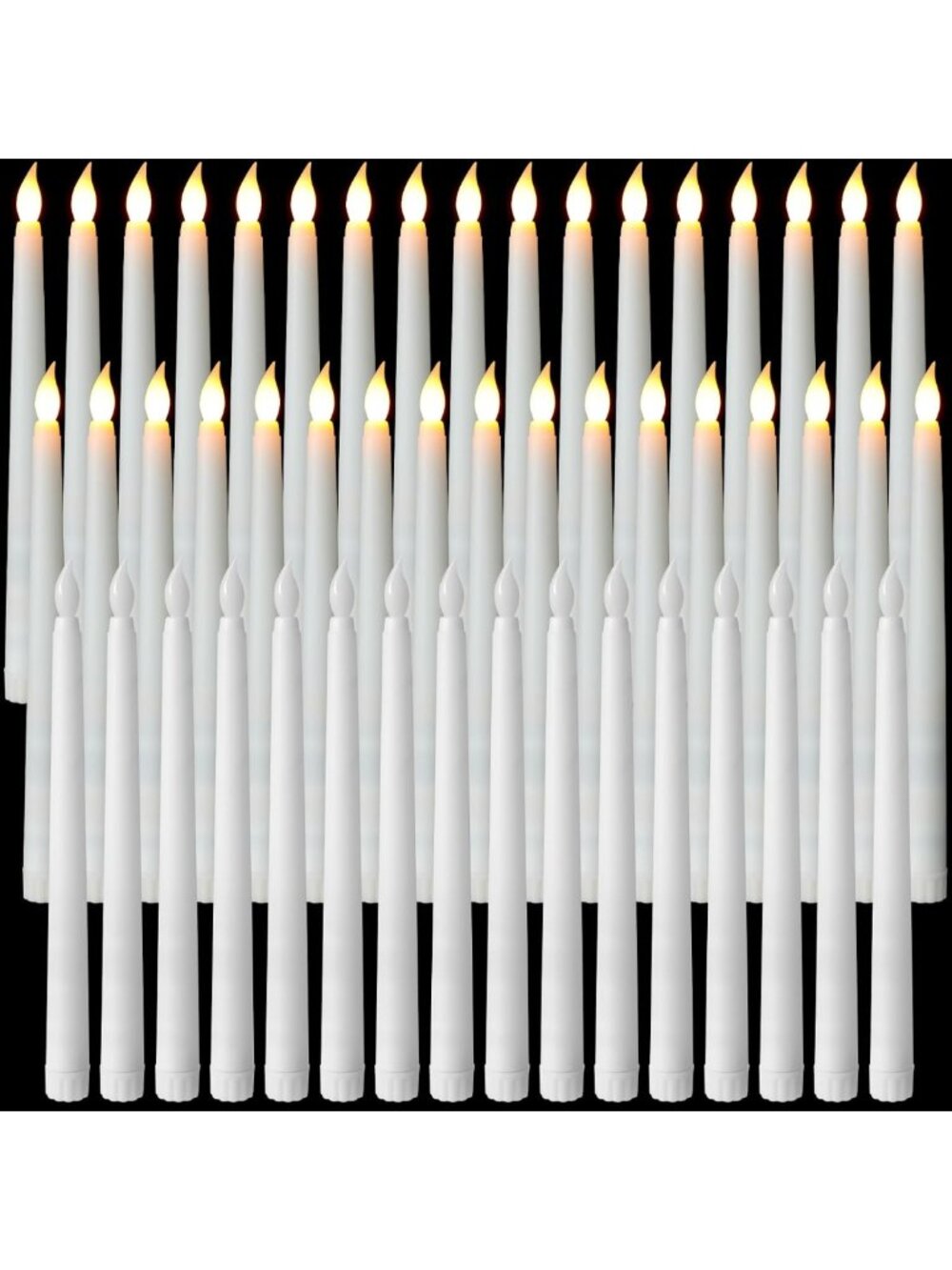 50 Pcs 9.7 Inch White LED Flameless Taper Candles - Bulk Set for Home Decor